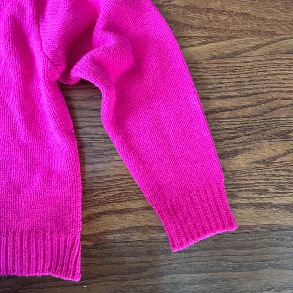 Judith March Hot Pink Sweater Off One Shoulder Cozy Sweater Size Small Relaxed - Picture 7 of 8